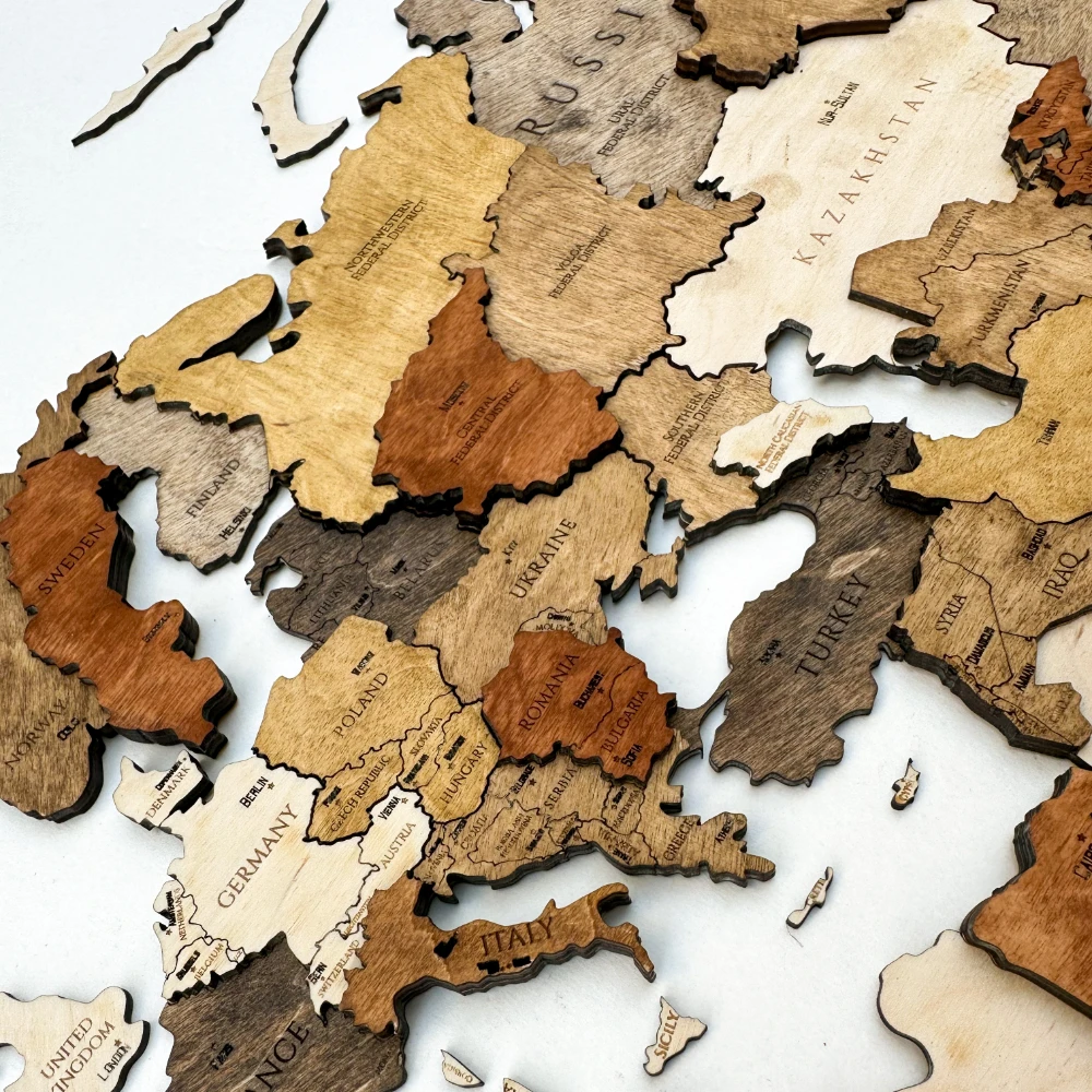 3D φωτιζόμενος χάρτης Classic Gold (Ξύλο, επιλογή LED) - Image 2