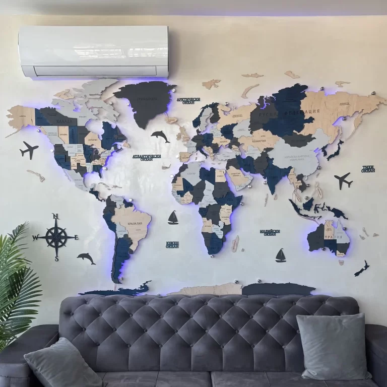 3D χάρτης του κόσμου Corporate (Ξύλο, επιλογή LED)