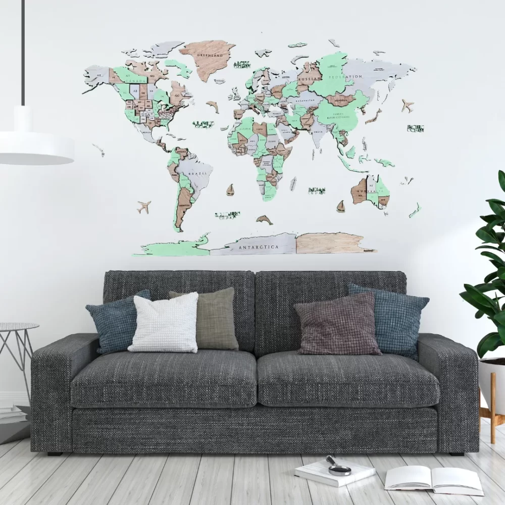 3D χάρτης του κόσμου Grenny (Ξύλο, επιλογή LED)