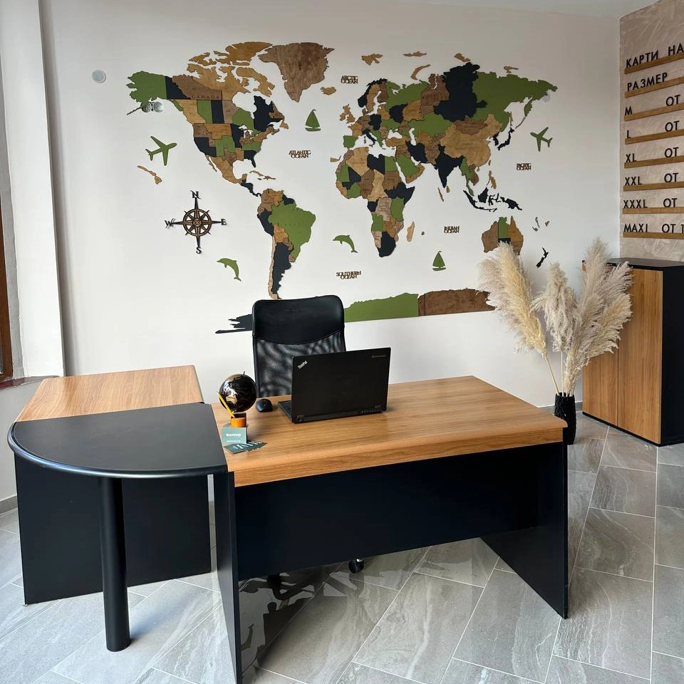 3D χάρτης του κόσμου Nature (Ξύλο, επιλογή LED)